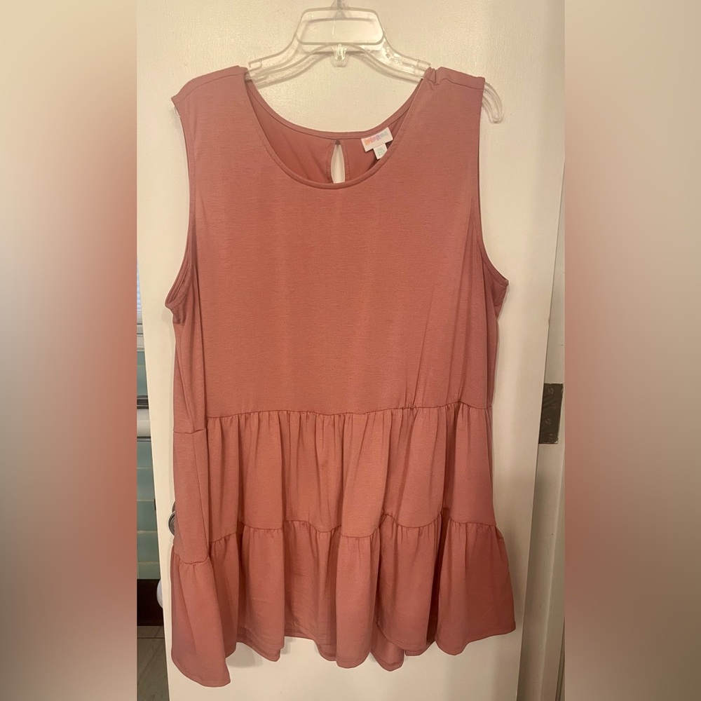 LuLaRoe Eliana  Pink Sleeveless Tiered Tunic